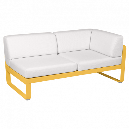Outdoorsofa Bellevie von Fermob mit Stoff in Weißgrau und Gestell in Honig