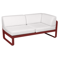 Outdoorsofa Bellevie von Fermob mit Stoff in Weißgrau und Gestell in Chili