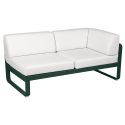 Outdoorsofa Bellevie von Fermob mit Stoff in Weißgrau und Gestell in Zederngrün