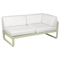 Outdoorsofa Bellevie von Fermob mit Stoff in Weißgrau und Gestell in Lindgrün