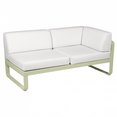 Outdoorsofa Bellevie von Fermob mit Stoff in Weißgrau und Gestell in Lindgrün