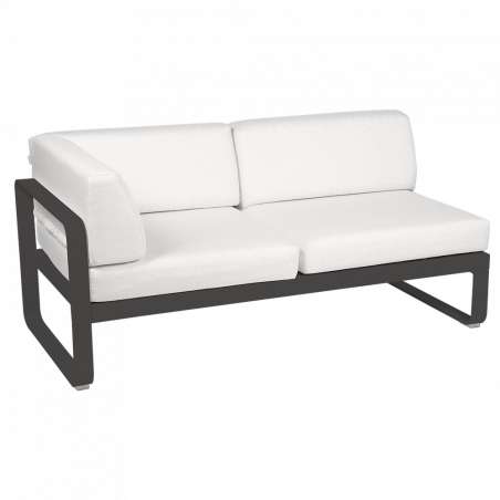 Outdoorsofa Bellevie von Fermob Eckmodul links mit Stoff in Weißgrau und Gestell in Anthrazit