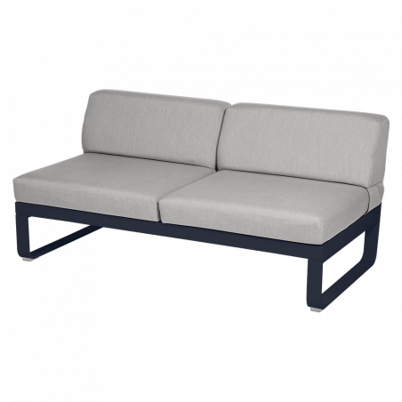 Outdoorsofa Bellevie von Fermob mit Bezug in Flannelgrau und Gestell in Abyssblau