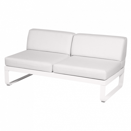 Outdoorsofa Bellevie von Fermob mit Bezug in Grauweiß und Gestell in Baumwollweiß