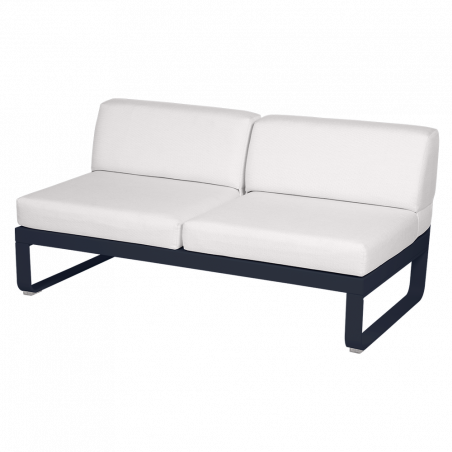 Outdoorsofa Bellevie von Fermob mit Bezug in Grauweiß und Gestell in Abyssblau