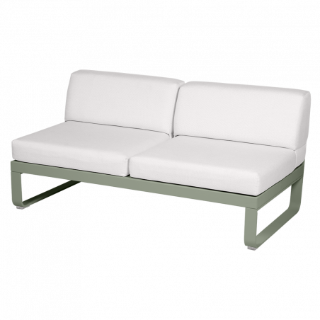 Outdoorsofa Bellevie von Fermob mit Bezug in Grauweiß und Gestell in Kaktus
