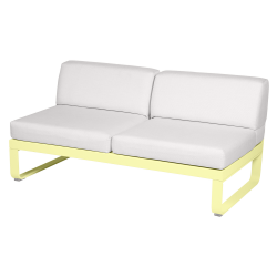 Outdoorsofa Bellevie von Fermob mit Bezug in Grauweiß und Gestell in Zitronensorbet