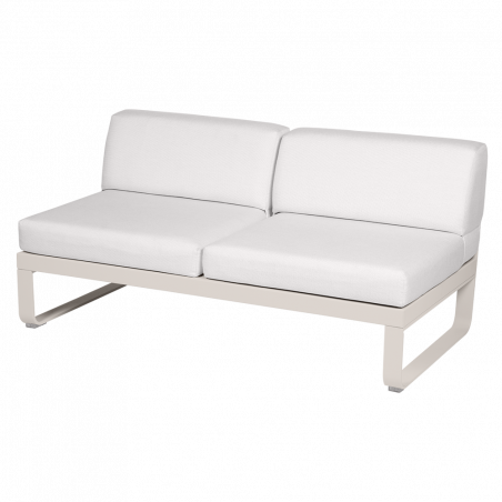 Outdoorsofa Bellevie von Fermob mit Bezug in Grauweiß und Gestell in Lehmgrau