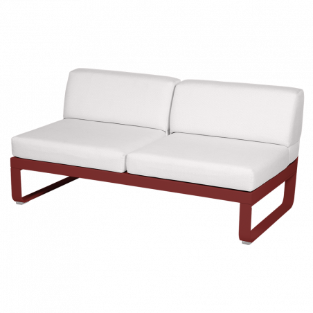 Outdoorsofa Bellevie von Fermob mit Bezug in Grauweiß und Gestell in Chili