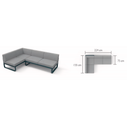 Maße Eckteil des Outdoorsofa Bellevie von Fermob