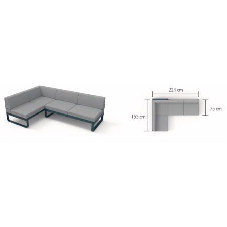 Maße Eckteil des Outdoorsofa Bellevie von Fermob