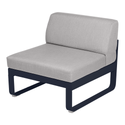 Lounge Sitzmodule Bellevie von Fermob Stoff Flanellgrau Gestell abyssblau