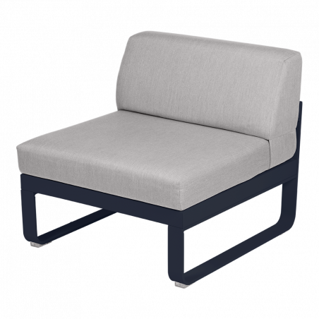 Lounge Sitzmodule Bellevie von Fermob Stoff Flanellgrau Gestell abyssblau