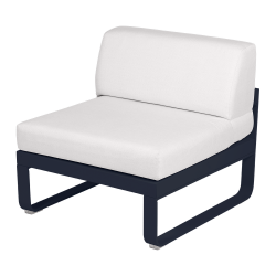 Lounge Sitzmodule Bellevie von Fermob Stoff Grauweiß Gestell Abyssblau