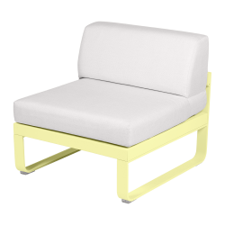 Lounge Sitzmodule Bellevie von Fermob Stoff Grauweiß Gestell Zitronensorbet