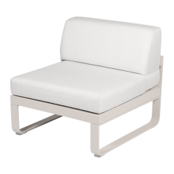 Lounge Sitzmodule Bellevie von Fermob Stoff Grauweiß Gestell Lehmgrau