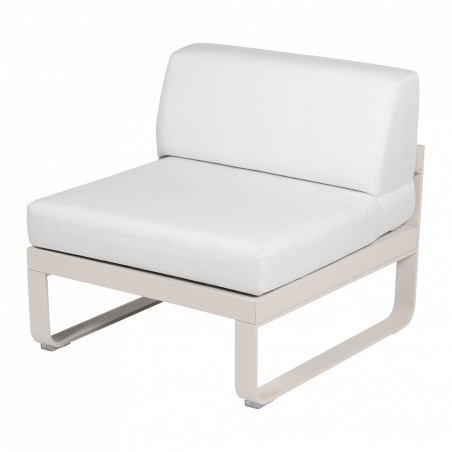 Lounge Sitzmodule Bellevie von Fermob Stoff Grauweiß Gestell Lehmgrau