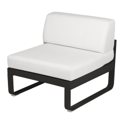 Lounge Sitzmodule Bellevie von Fermob Stoff Grauweiß Gestell Lakritz