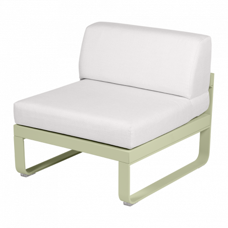 Lounge Sitzmodule Bellevie von Fermob Stoff Grauweiß Gestell Lindgrün