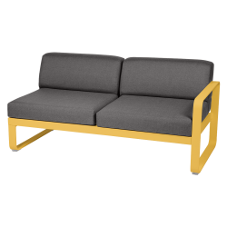 Sitzmodule Bellevie von Fermob mit Armlehne rechts in Stoff Graphit Gestell Honig Gelb