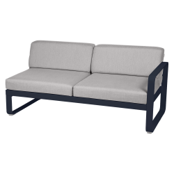 Sitzmodule Bellevie von Fermob mit Armlehne rechts in Stoff Flanellgrau Gestell Lakritz