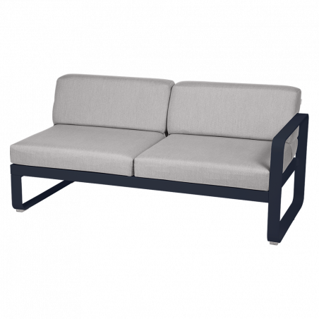 Sitzmodule Bellevie von Fermob mit Armlehne rechts in Stoff Flanellgrau Gestell Lakritz