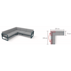 Wetterfestes Sofa Bellevie von Fermob 2er Sitzmodul mit einer Armlehnen rechts