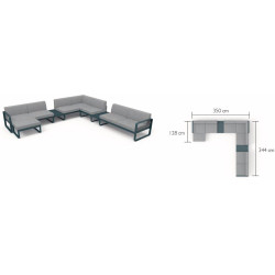 Wetterfestes Sofa Bellevie von Fermob 2er Sitzmodul mit einer Armlehnen rechts