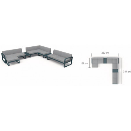 Wetterfestes Sofa Bellevie von Fermob 2er Sitzmodul mit einer Armlehnen rechts