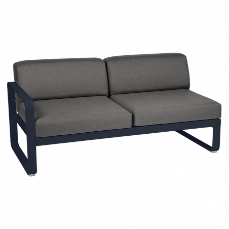 Wetterfestes Sofa Bellevie von Fermob mit Bezug in Graphitgrau und Gestell in Abyssblau