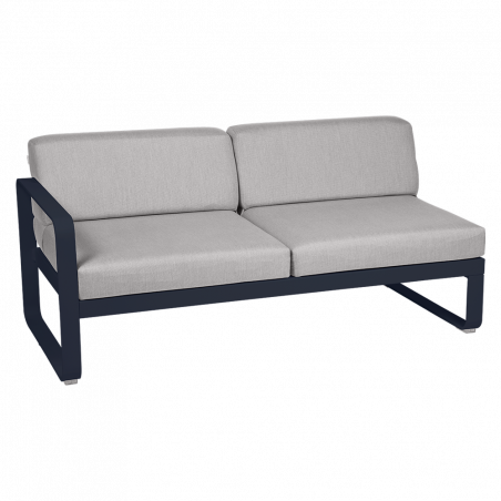 Wetterfestes Sofa Bellevie von Fermob mit Bezug in Flannelgrau und Gestell in Abyssblau