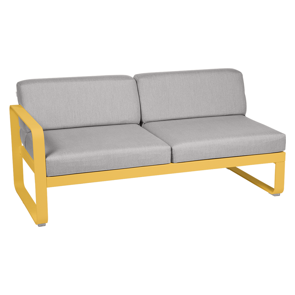 Wetterfestes Sofa Bellevie von Fermob mit Bezug in Flannelgrau und Gestell in Honig
