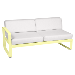 Wetterfestes Sofa Bellevie von Fermob mit Bezug in Weißgrau und Gestell in Zitronensorbet