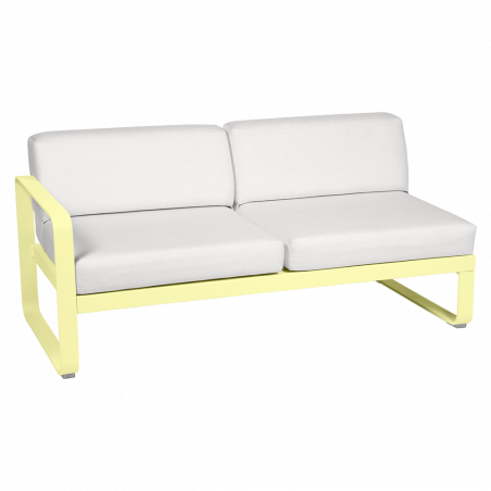 Wetterfestes Sofa Bellevie von Fermob mit Bezug in Weißgrau und Gestell in Zitronensorbet