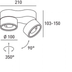 Dimensionen des Deckenstrahler Clippo von Egger Licht