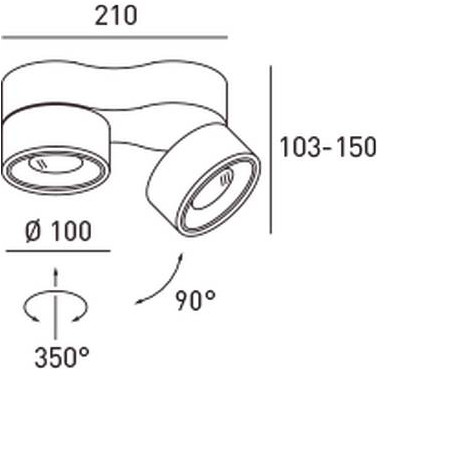 Dimensionen des Deckenstrahler Clippo von Egger Licht