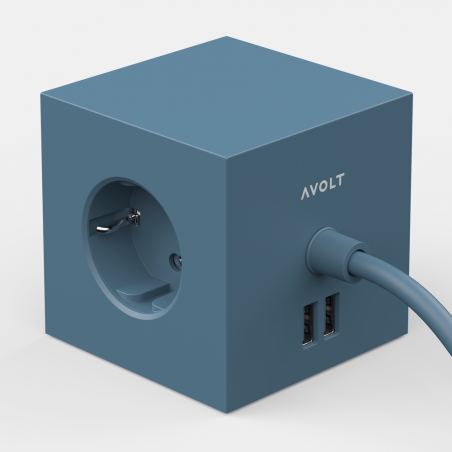 Praktische Steckdose Square 1 von Avolt in Ocean Blue