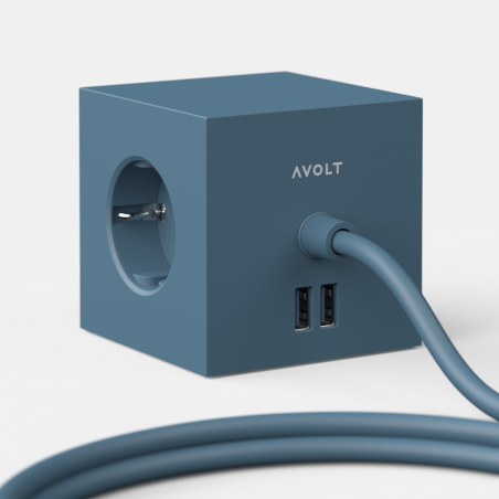 Praktische Steckdose Square 1 von Avolt in Ocean Blue
