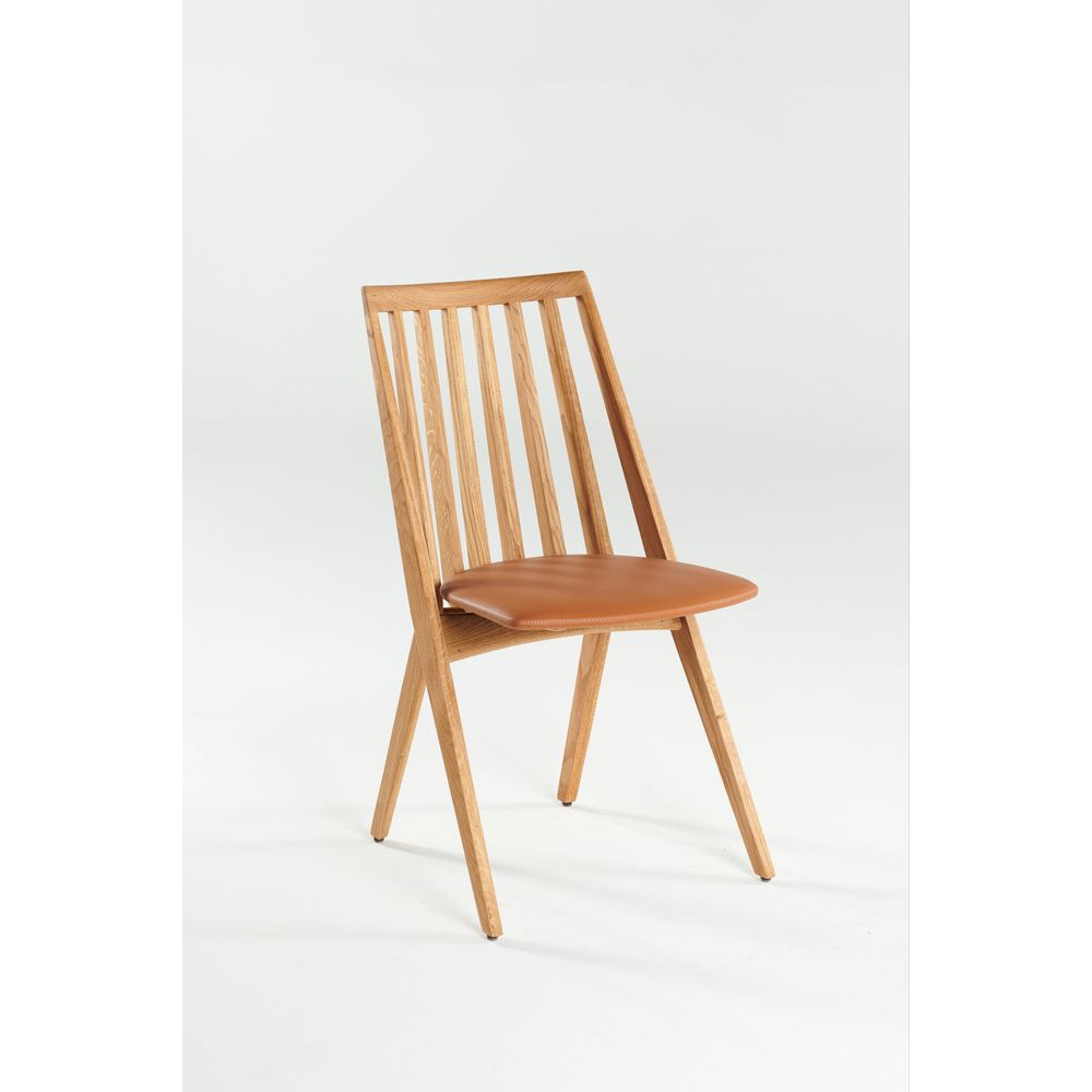 Holzstuhl Korona von Insan / Artisan aus massiver Eiche mit Lederbezug