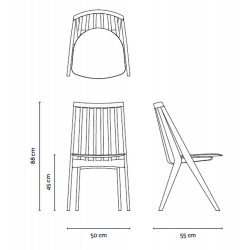 Maße des Holzstuhl Korona von Insan / Artisan aus massiver Eiche mit Lederbezug
