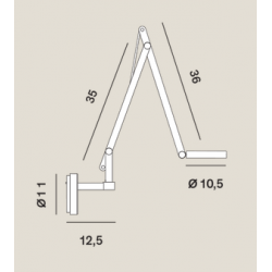 Maße der Wandleuchte String W2 mini von Rotaliana