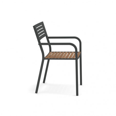 Stuhl Segno mit Teak Sitz und Armlehnen von Emu