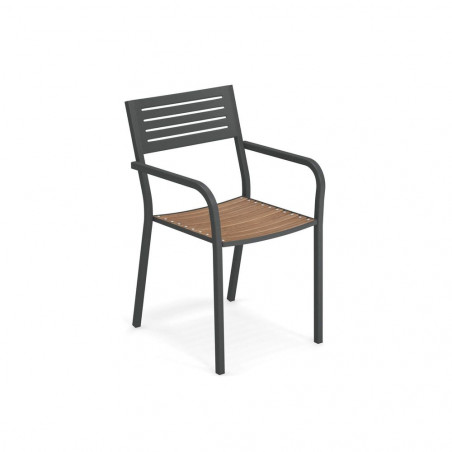 Stuhl Segno mit Teak Sitz und Armlehnen von Emu