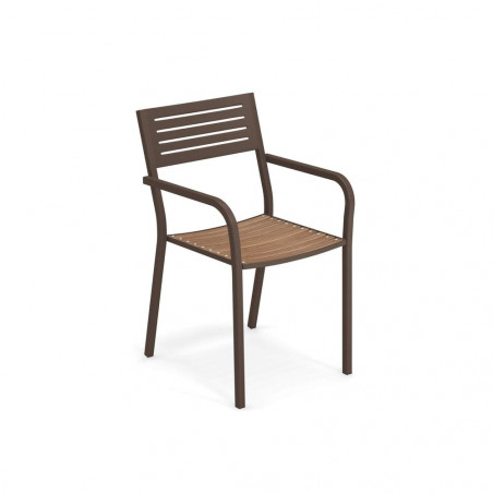 Stuhl Segno mit Teak Sitz und Armlehnen von Emu
