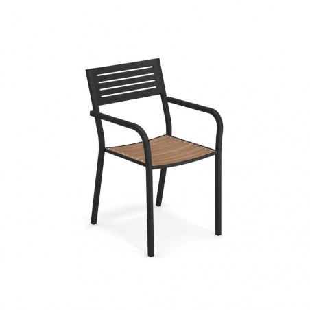 Stuhl Segno mit Teak Sitz und Armlehnen von Emu