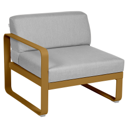 Sessel Bellevie von Fermob mit Stoff in Flannelgrau und Gestell in Lebkuchen