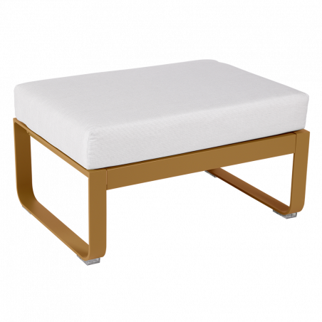Hocker Bellevie von Fermob mit Polster in Grauweiß und Untergestell in Lebkuchen