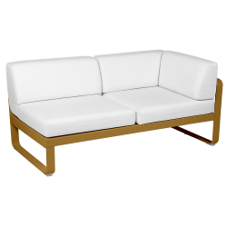 Outdoorsofa Bellevie von Fermob mit Stoff in Weißgrau und Gestell in Lebkuchen