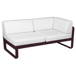 Outdoorsofa Bellevie von Fermob mit Stoff in Weißgrau und Gestell in Schwarzkirsche