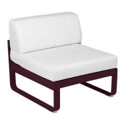 Lounge Sitzmodule Bellevie von Fermob Stoff Grauweiß Gestell Schwarzkirsche